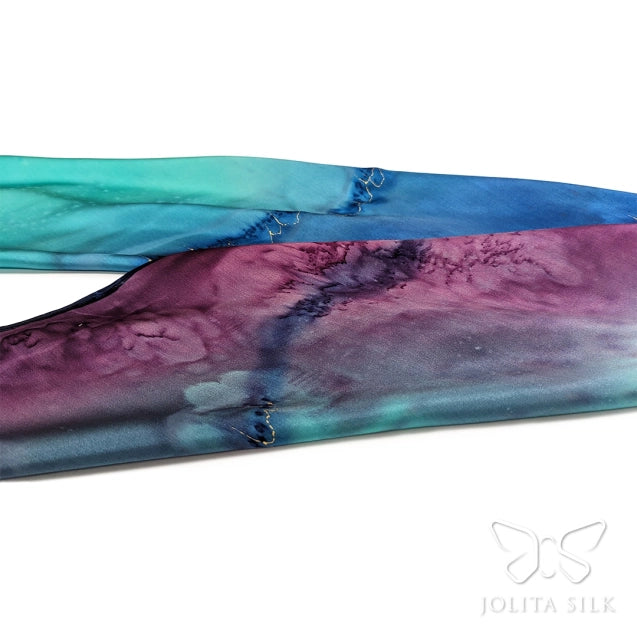 Didelė satino šilko skarelė "Fluoritas"