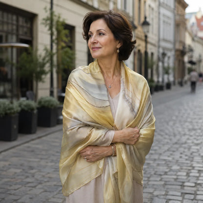 elegantiška šilkinė skara